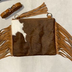 New Handmade Real Cowhide Leather Crossbody Purse Hair On